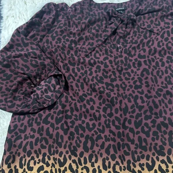 Torrid womens cheetah print ombre blouse 3 sheer sexy curvy - Picture 6 of 13